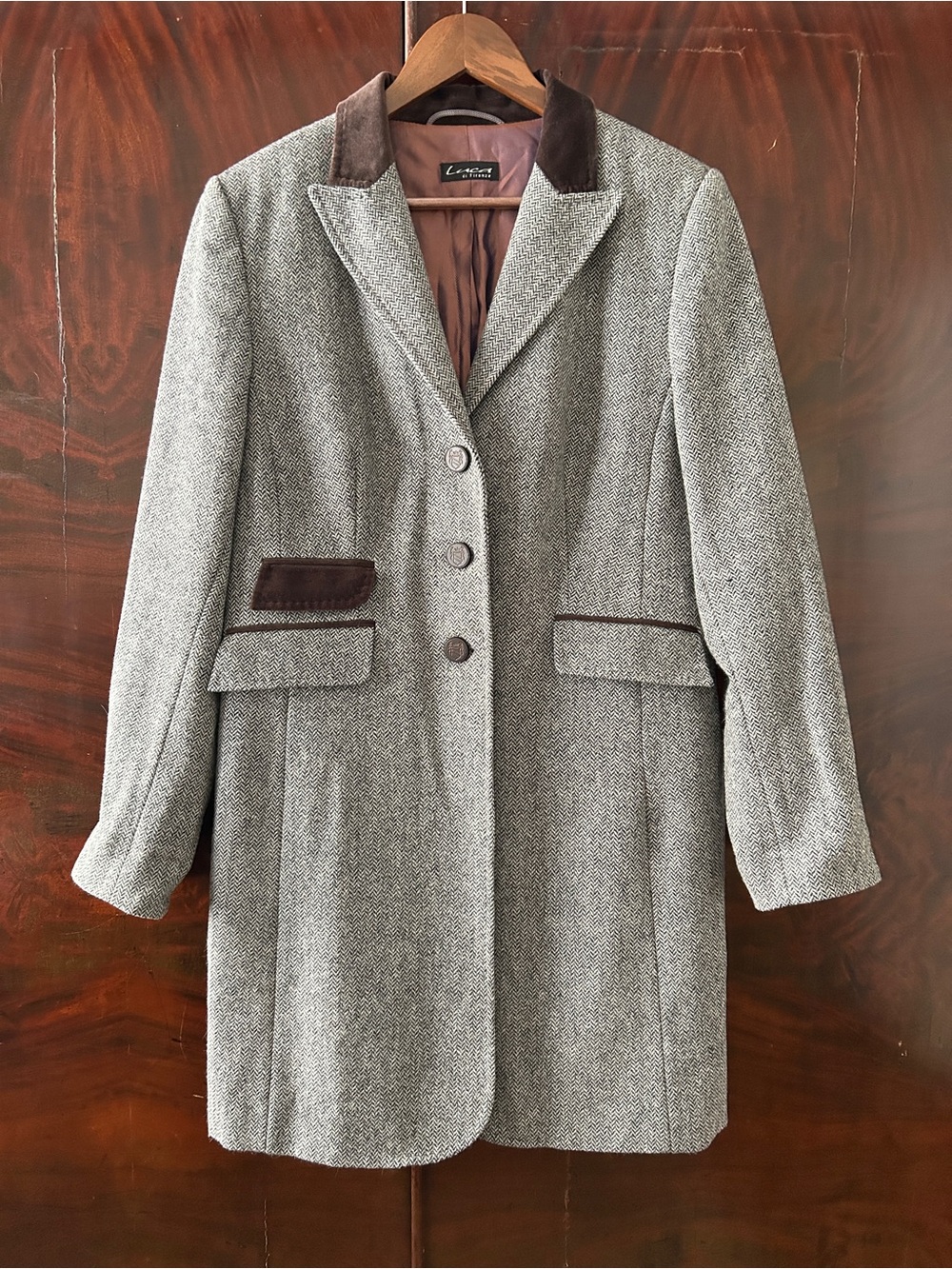 Luca di Firenze Women's Herringbone Wool Coat Size 12